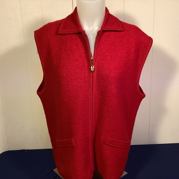 Lisa International womens boiled wool vest with faux removable collar size XL - Picture 3 of 8